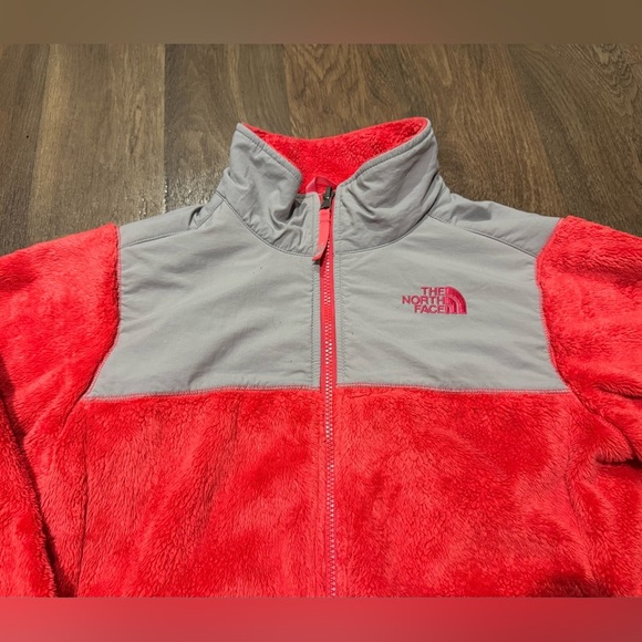 The North Face Osito Pink Gray Soft Fleece Jacket Coat Full Zip Girls XL 18 - Picture 3 of 9